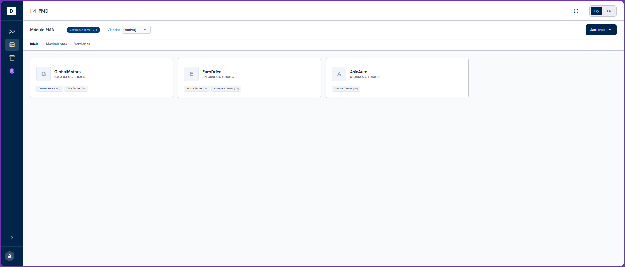 Módulo PMD de gestión de base de datos de clientes